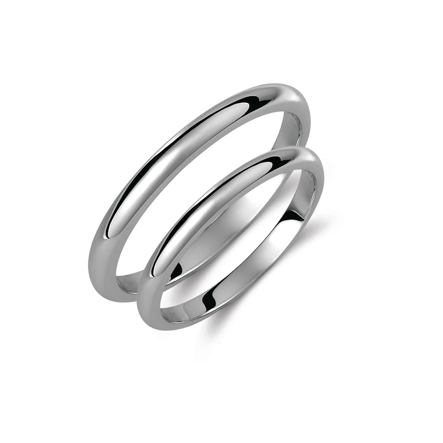 Classic 2mm Wedding Band Set in 9K Solid Gold – His & Hers Rings