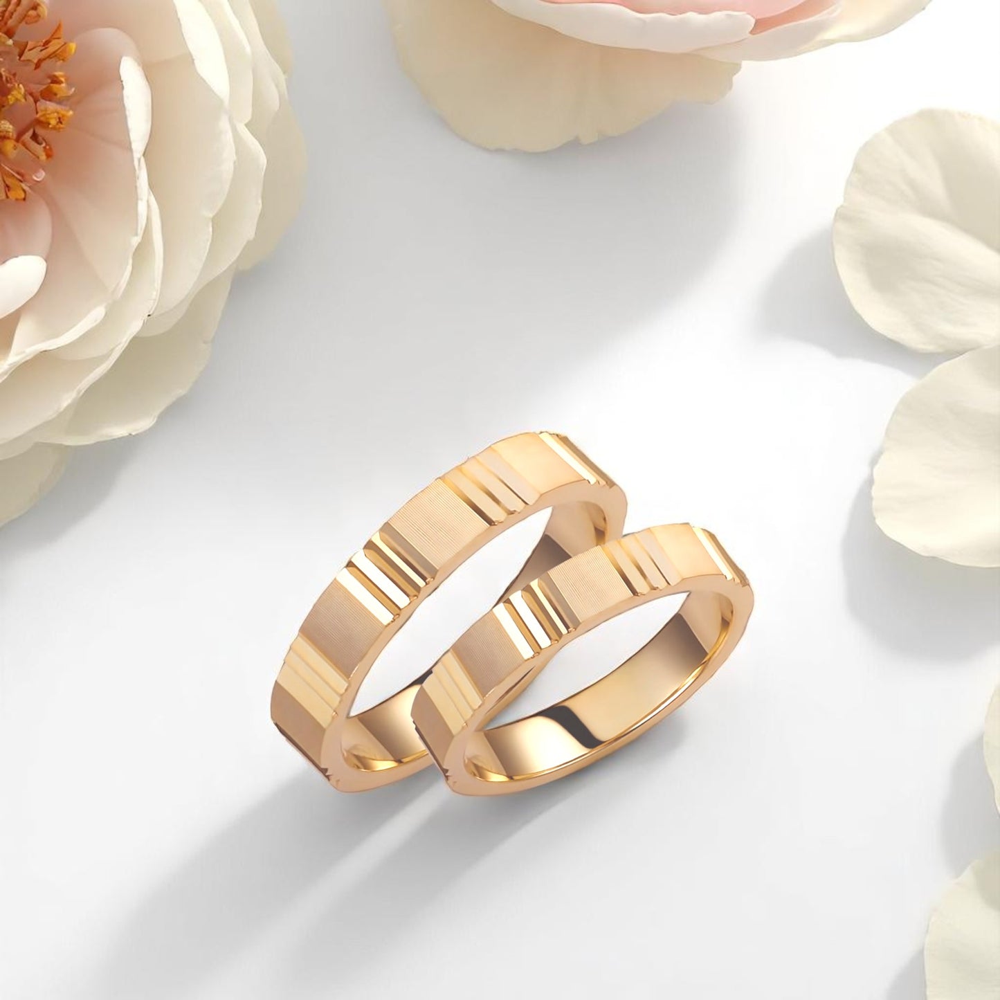 Solid Gold 4mm Wedding Bands Set