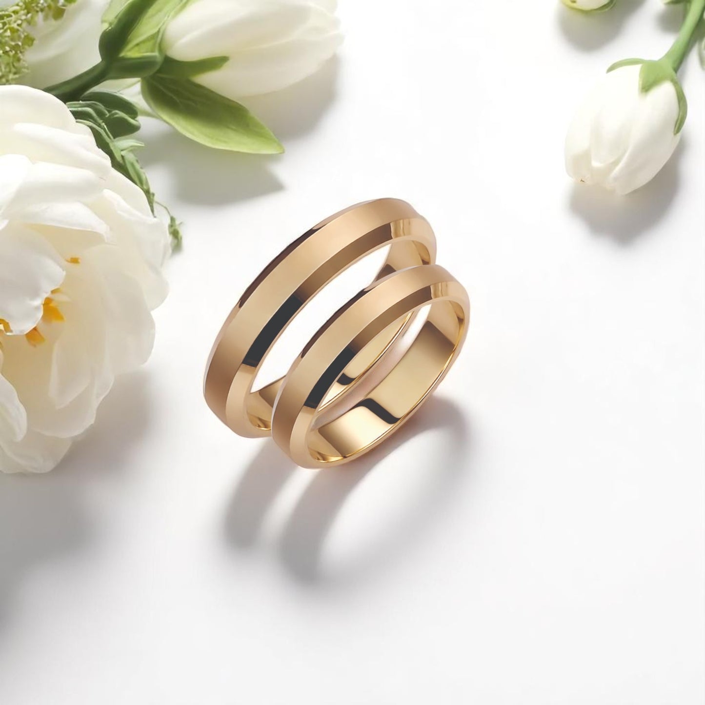 Dome 4mm Wedding Bands Set