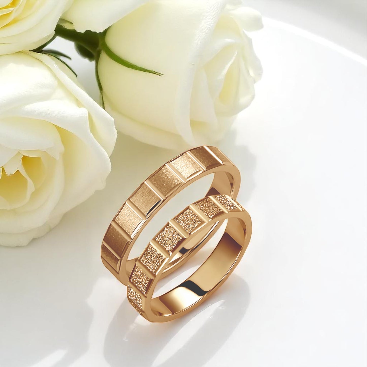 Textured 4mm Wedding Bands Set