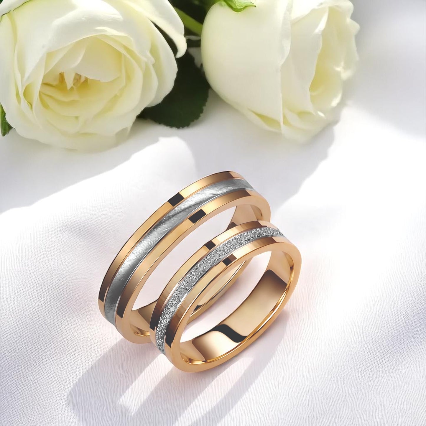 Two-Tone 4.50mm Wedding Bands Set