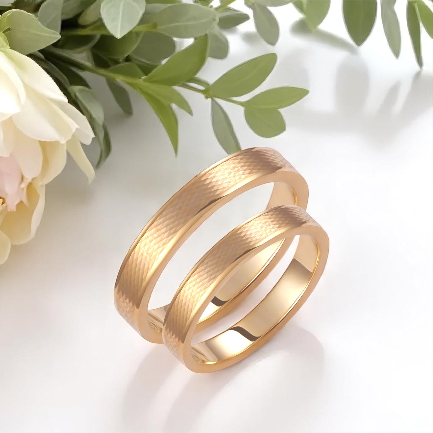 Hammered 3.5mm Wedding Bands Set