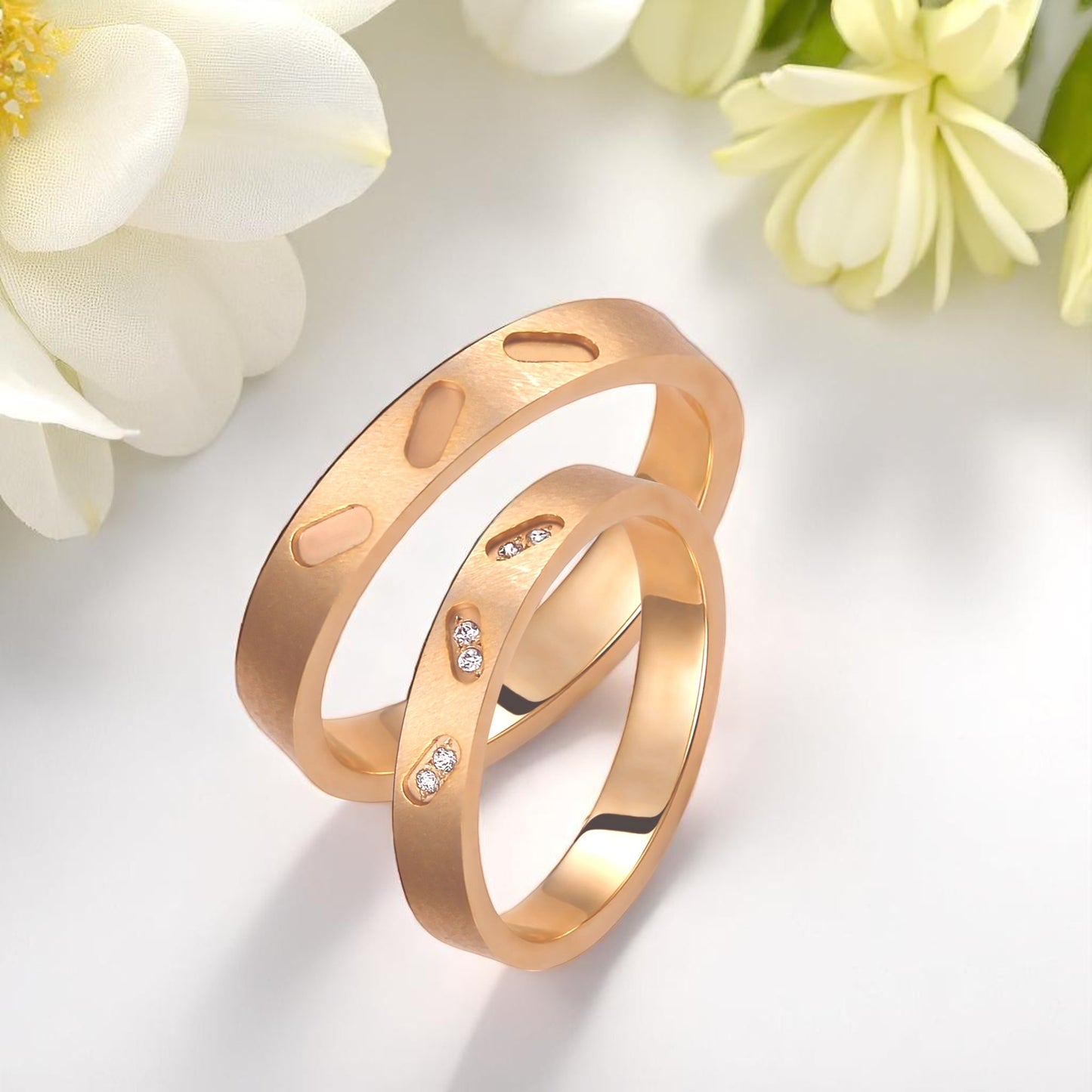 Brushed 3.5mm Diamond Wedding Bands