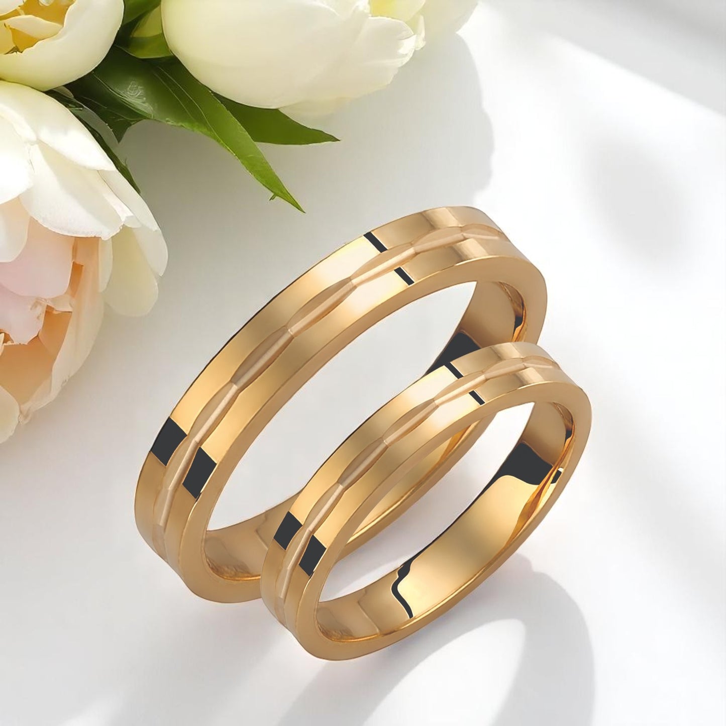 Solid Gold 3.5mm Wedding Bands Set