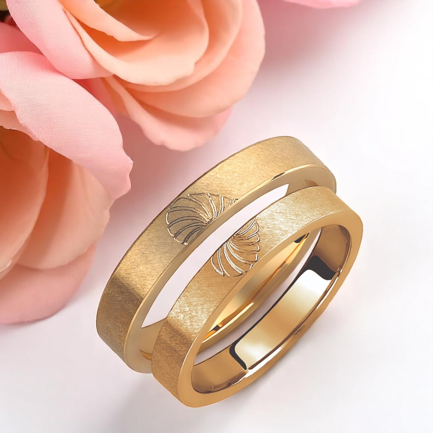 Heart 3.5mm Wedding Bands Set