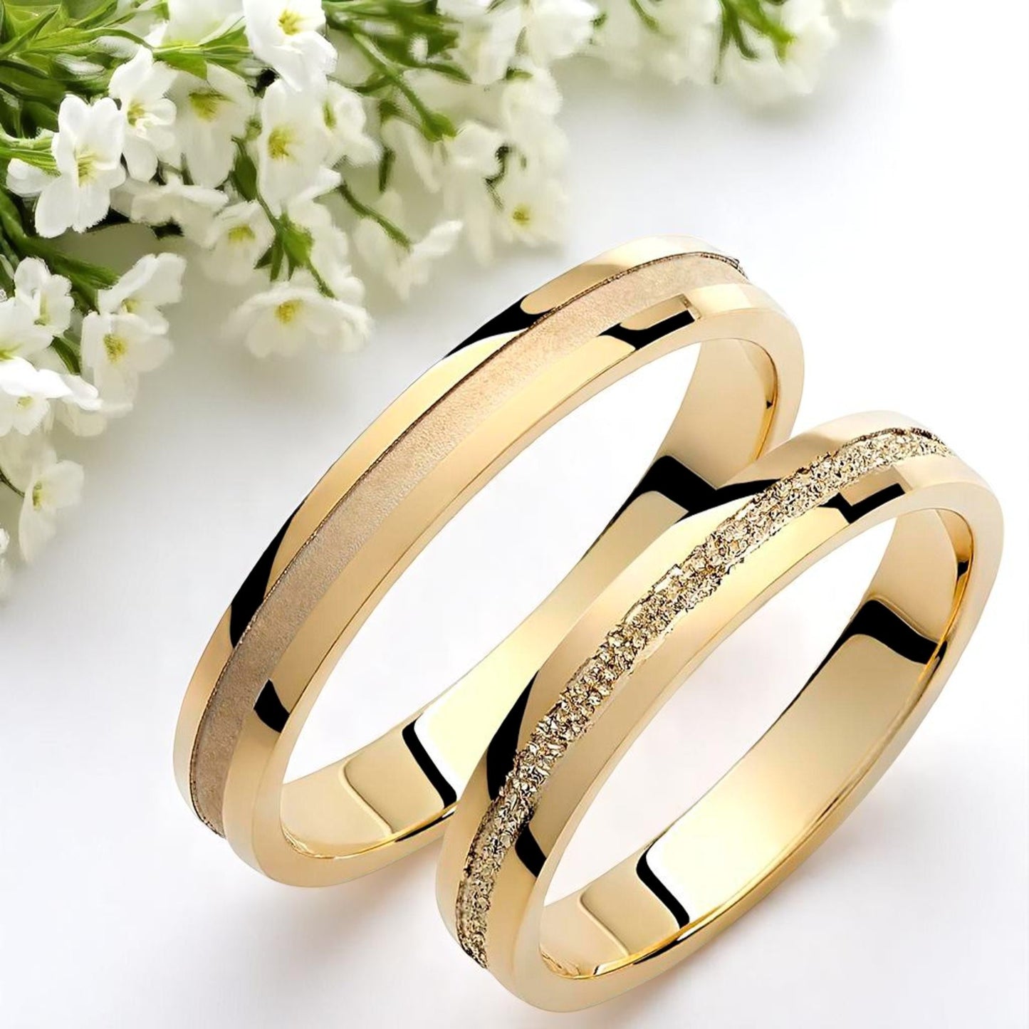 Textured 3.5mm Wedding Bands Set
