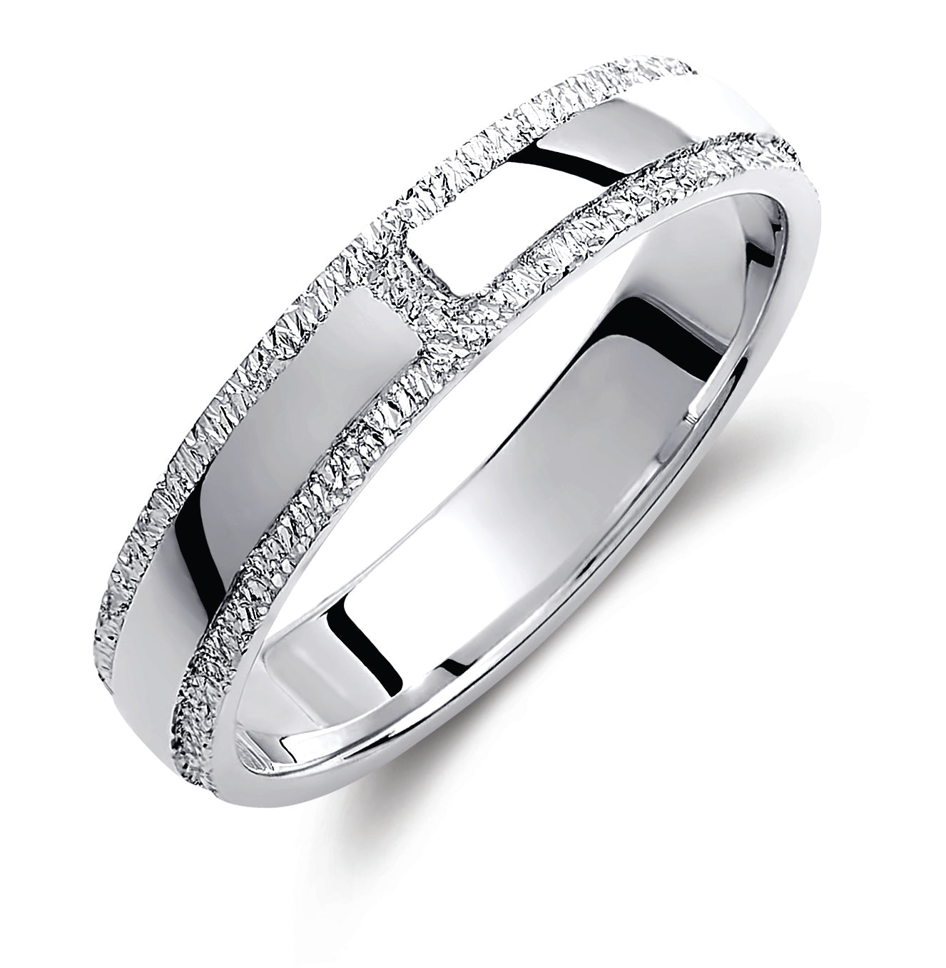 Textured 14k Gold Wedding Band Set - His & Hers Minimalist Rings