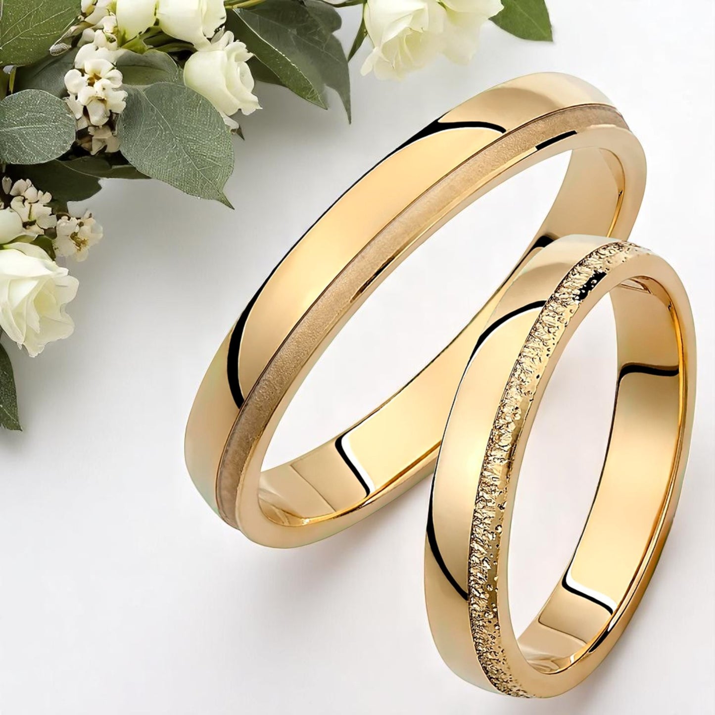 Textured 3.5mm Wedding Bands Set