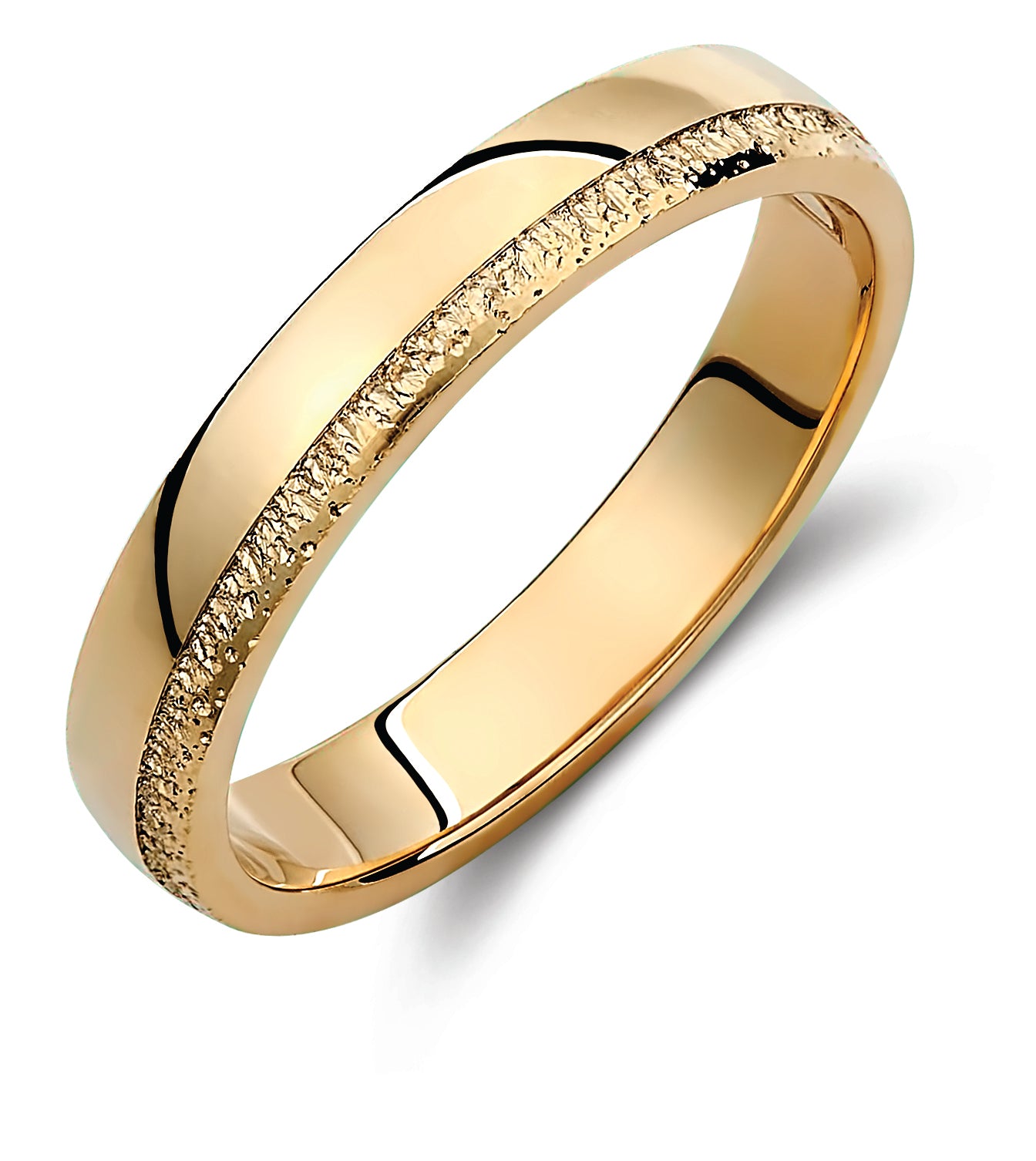 Matching Gold Wedding Band Set: Diamond-Cut & Brushed, His and Hers, 3.5mm