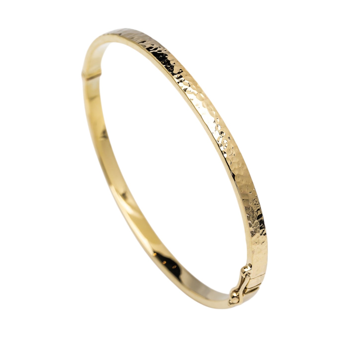 Hammered 4.00mm Bangle Bracelet in 14K Gold