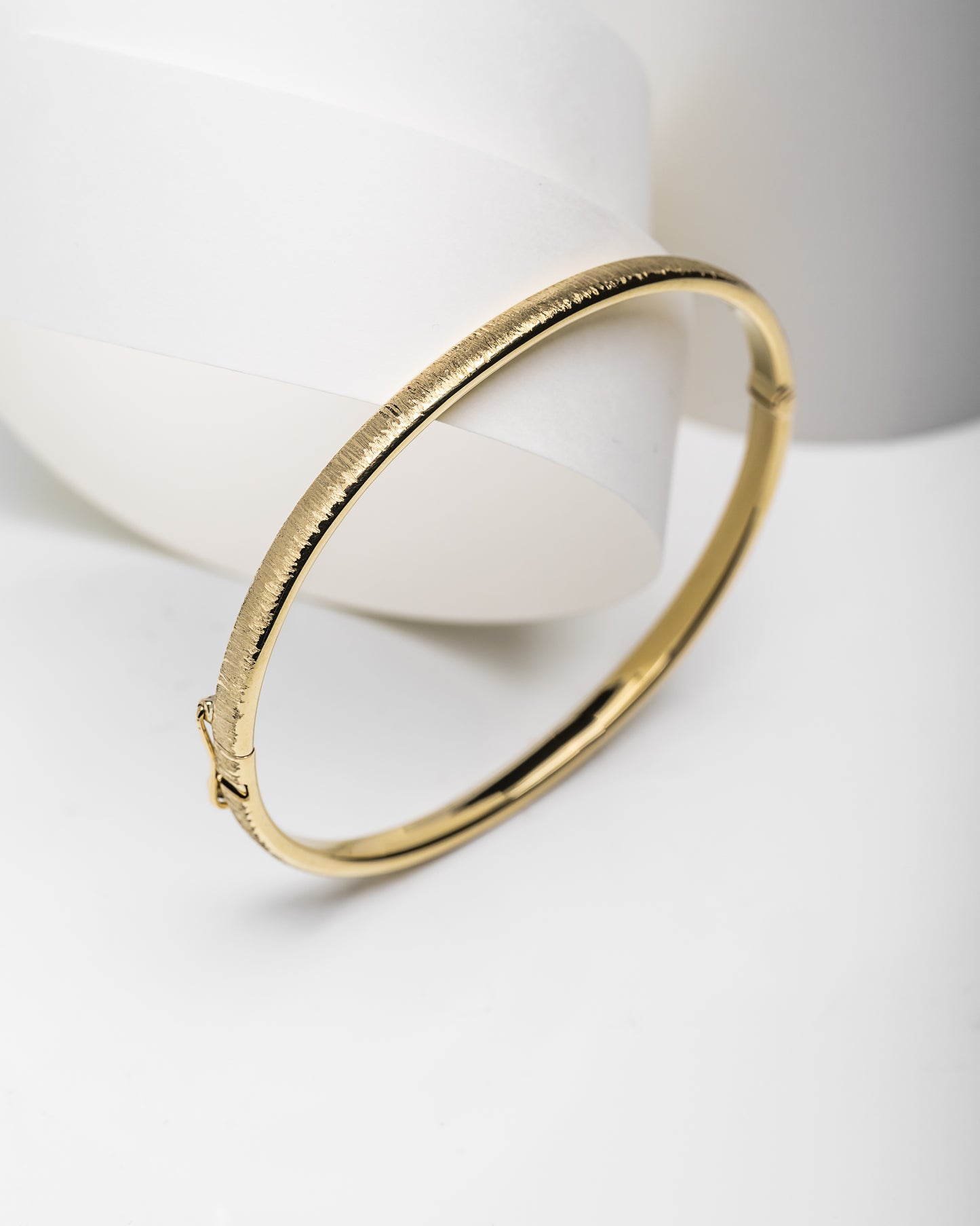 Sandblasted Bangle Bracelet in 14K Gold