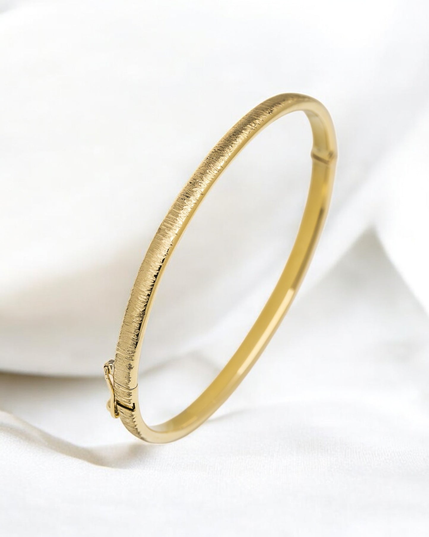 Sandblasted Bangle Bracelet in 14K Gold