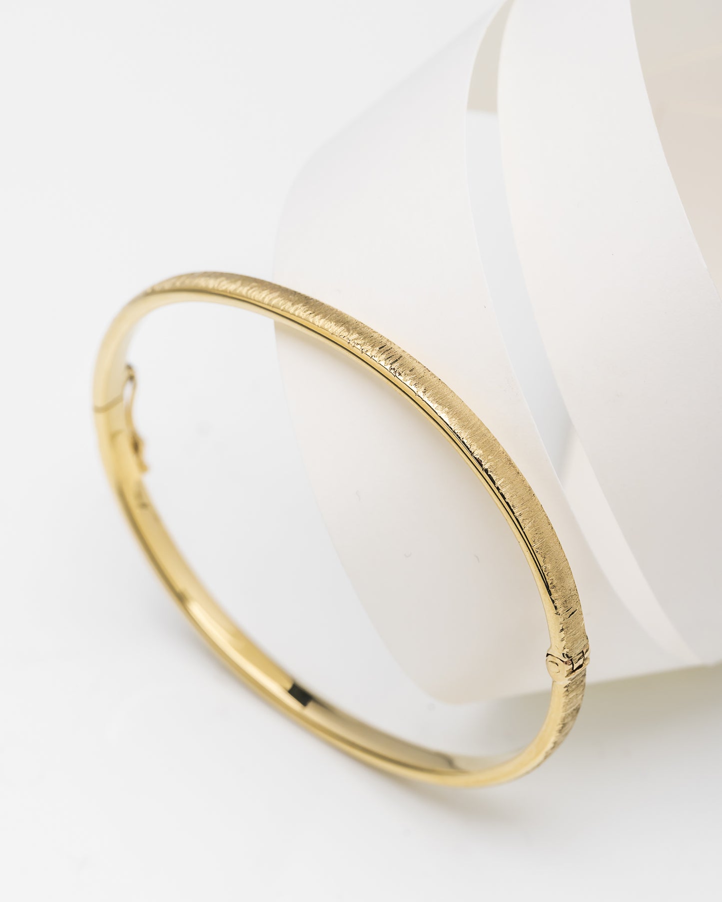 Sandblasted Bangle Bracelet in 14K Gold