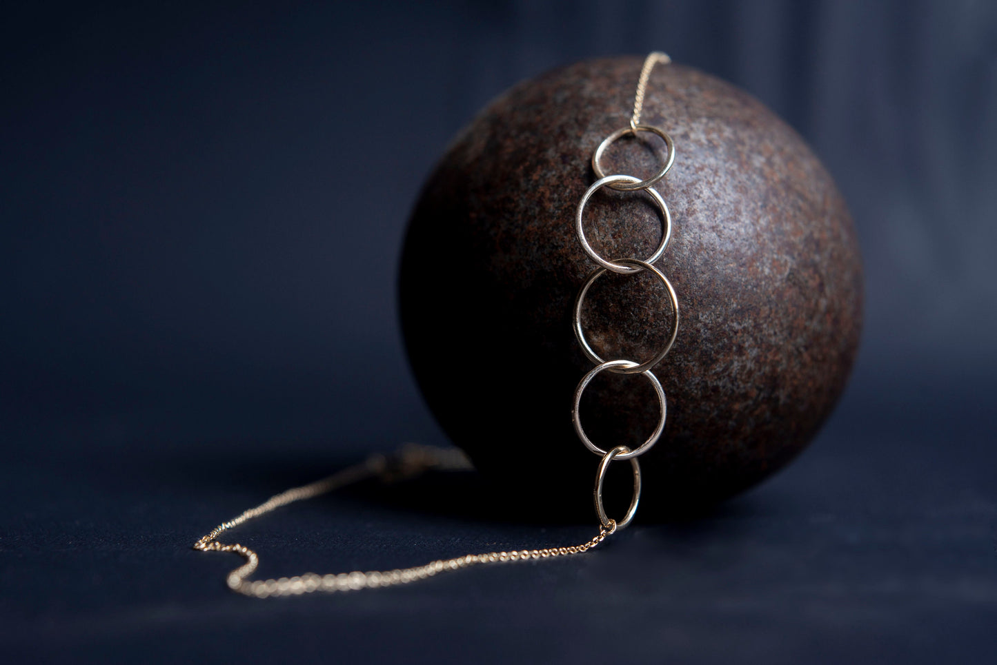 14k gold necklace with five interlocking circles for women