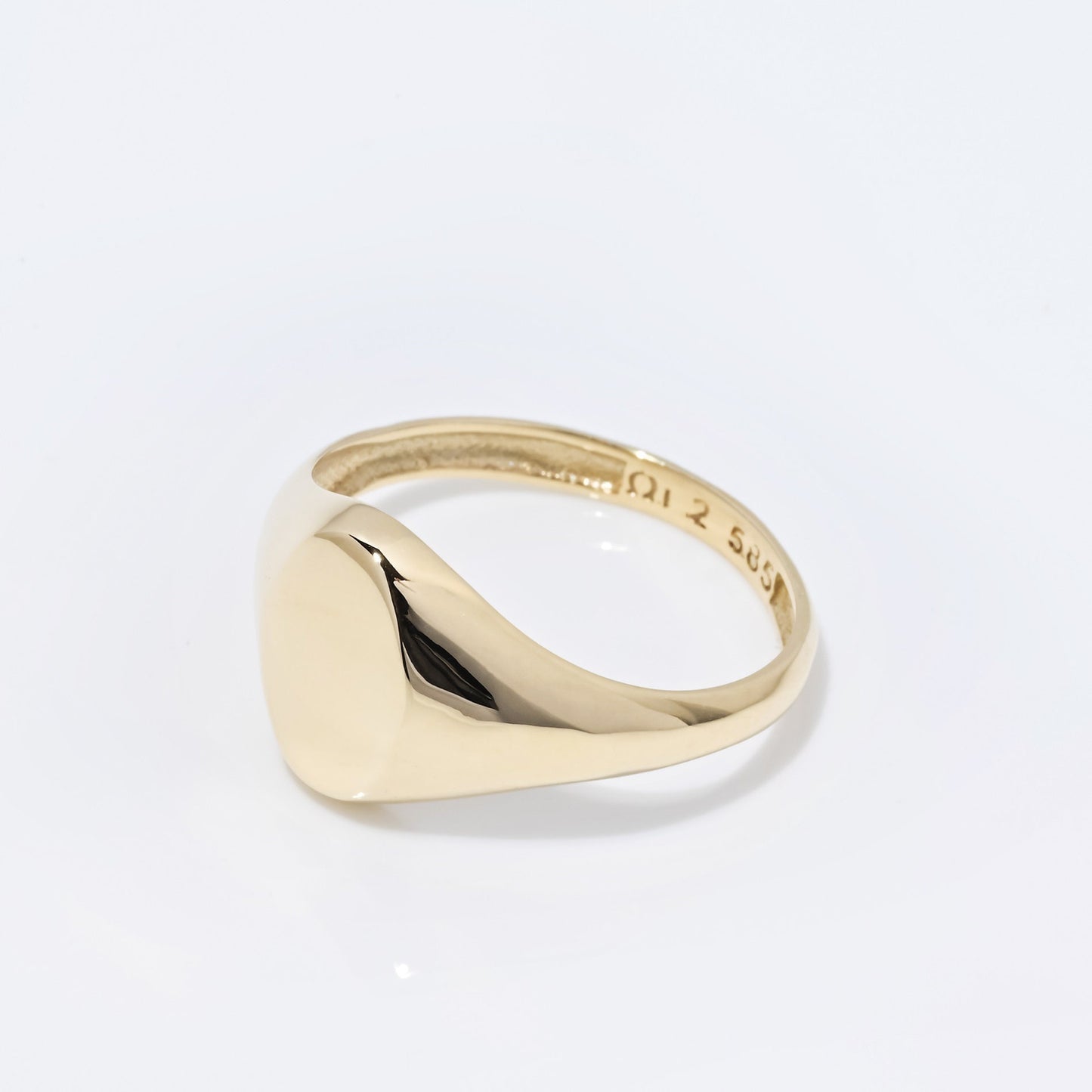 Personalized Gold Signet Ring for women, crafted in 14k gold with an engravable top part.