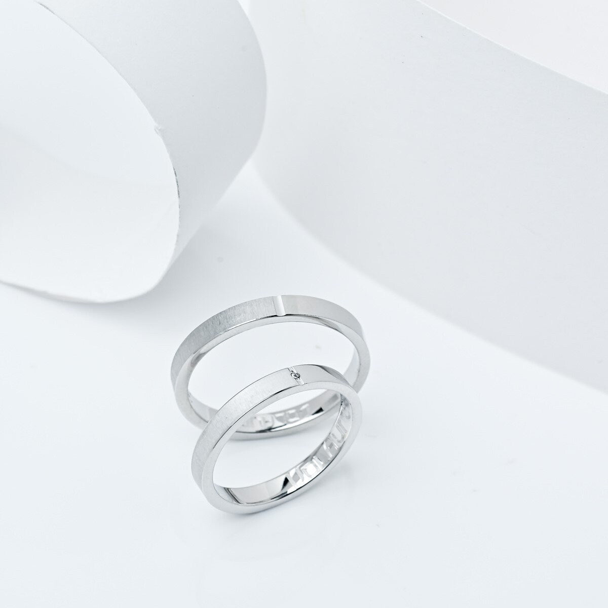 Diamond Wedding Band , Couples Rings, Wedding Bands Set, Matching Rings, Engrave Band Ring, Cotton Anniversary Gift for Her
