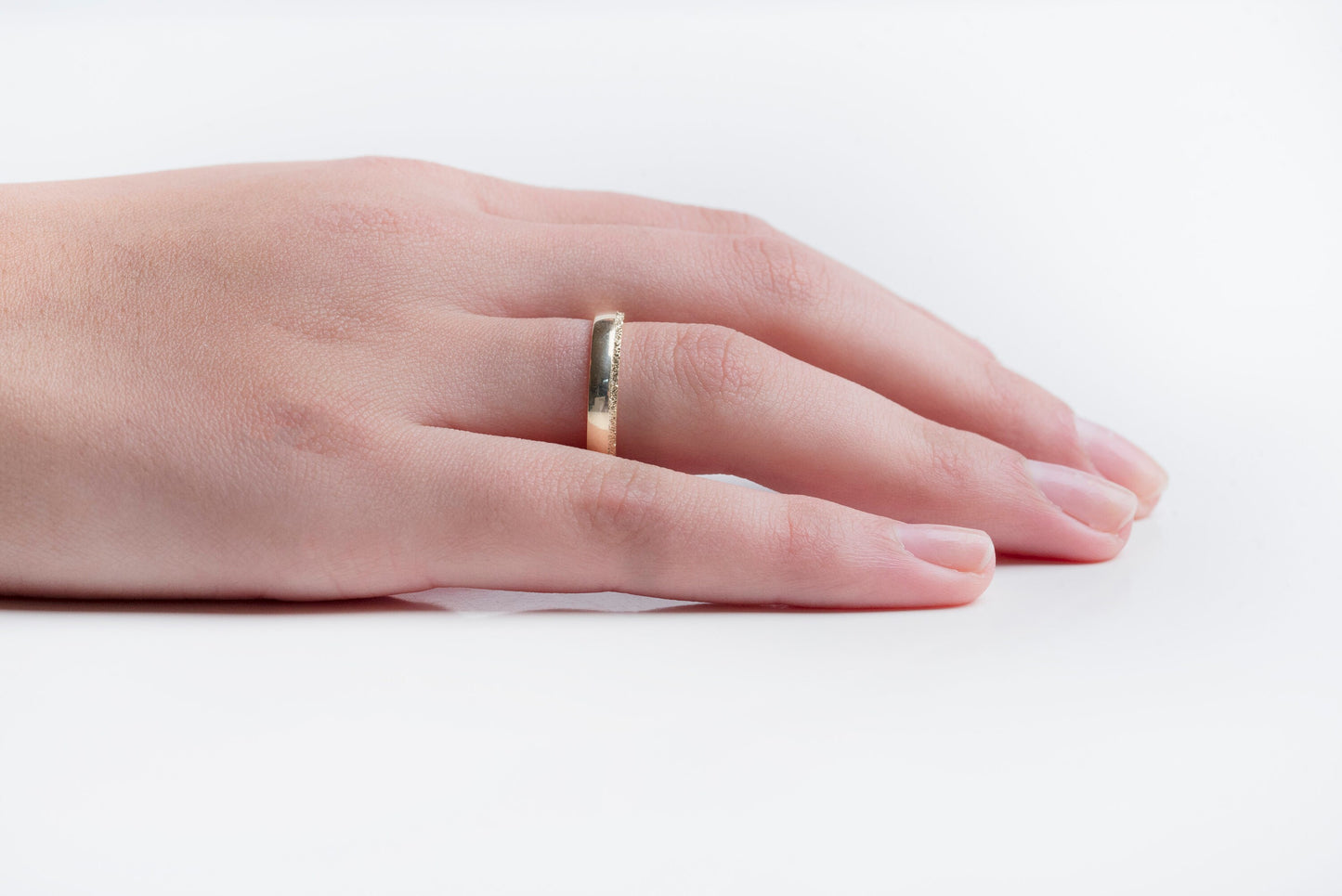 Matching Gold Wedding Band Set: Diamond-Cut & Brushed, His and Hers, 3.5mm