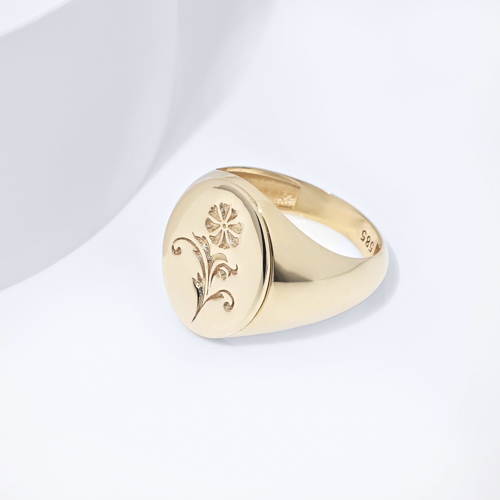 Floral Engraved 14k Gold Signet Ring Women s Luxury Jewelry floral-engraved-14k-gold-signet-ring-women-s-luxury-jewelry