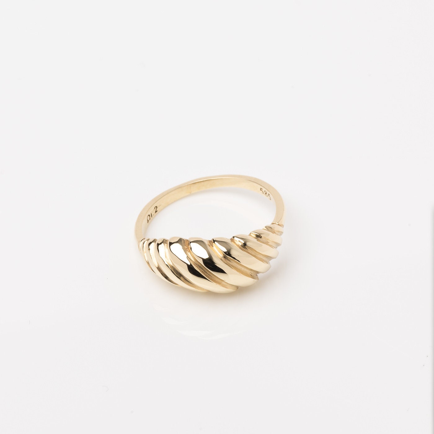 Handmade Croissant Ring in 14k Solid Gold for Women