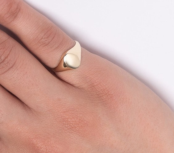 Personalized Gold Signet Ring for women, crafted in 14k gold with an engravable top part.