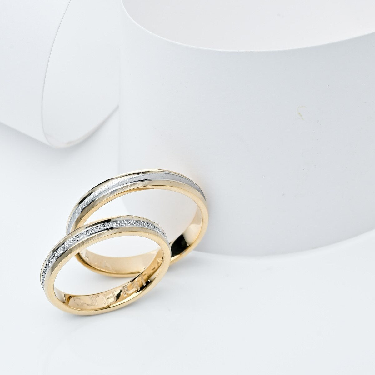 Two-Tone 3.5mm Wedding Bands Set