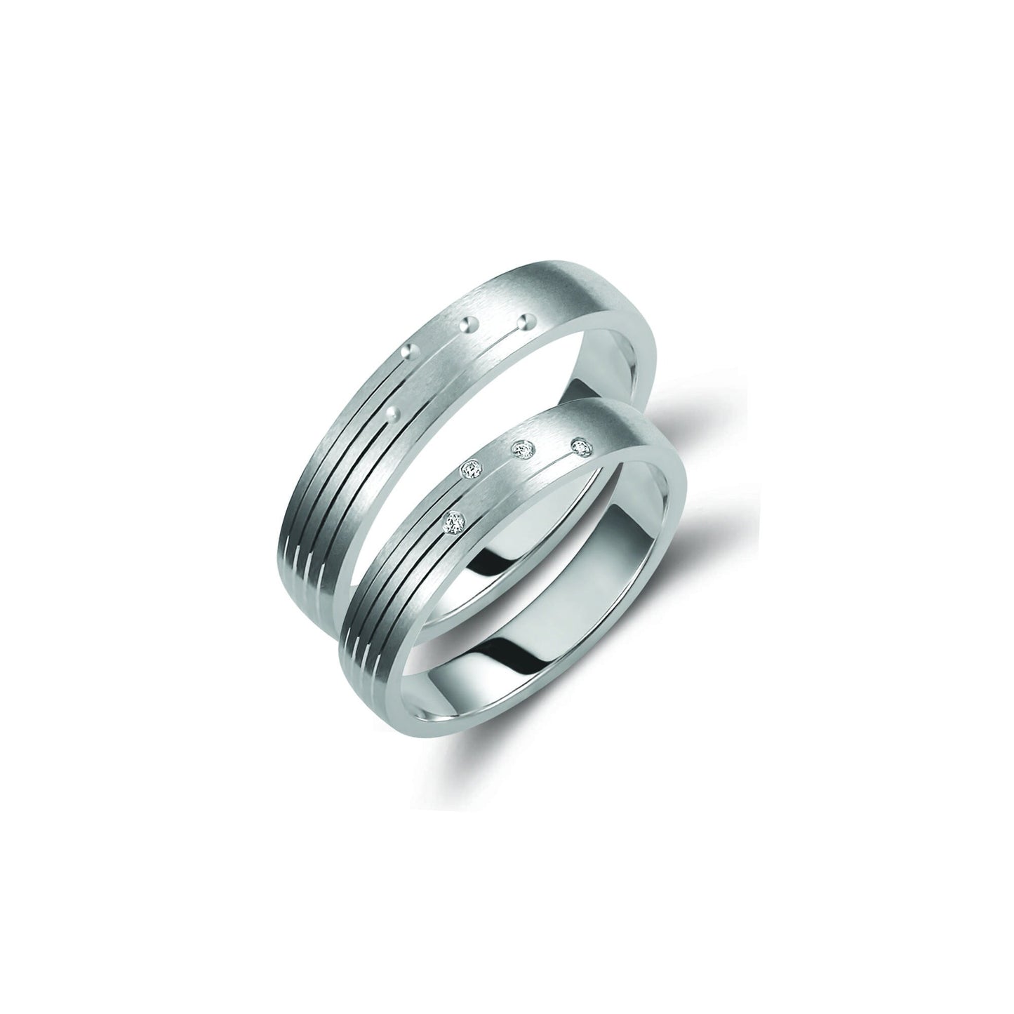 Brushed Wedding Bands, Diamond Wedding Rings, His and Hers Rings, Matching Rings, Wedding Bands Set, Wedding Ring Set His and Hers