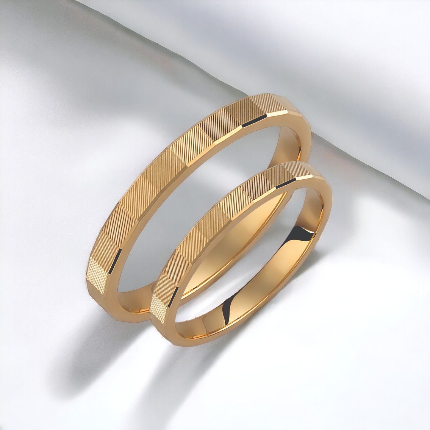 Ribbed Wedding Band Set, Wedding Bands Set, Matching Rings, Engrave Band Ring, His and Hers Matching Wedding Bands