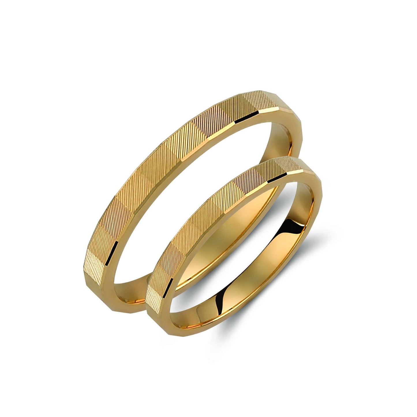 Ribbed Wedding Band Set, Wedding Bands Set, Matching Rings, Engrave Band Ring, His and Hers Matching Wedding Bands