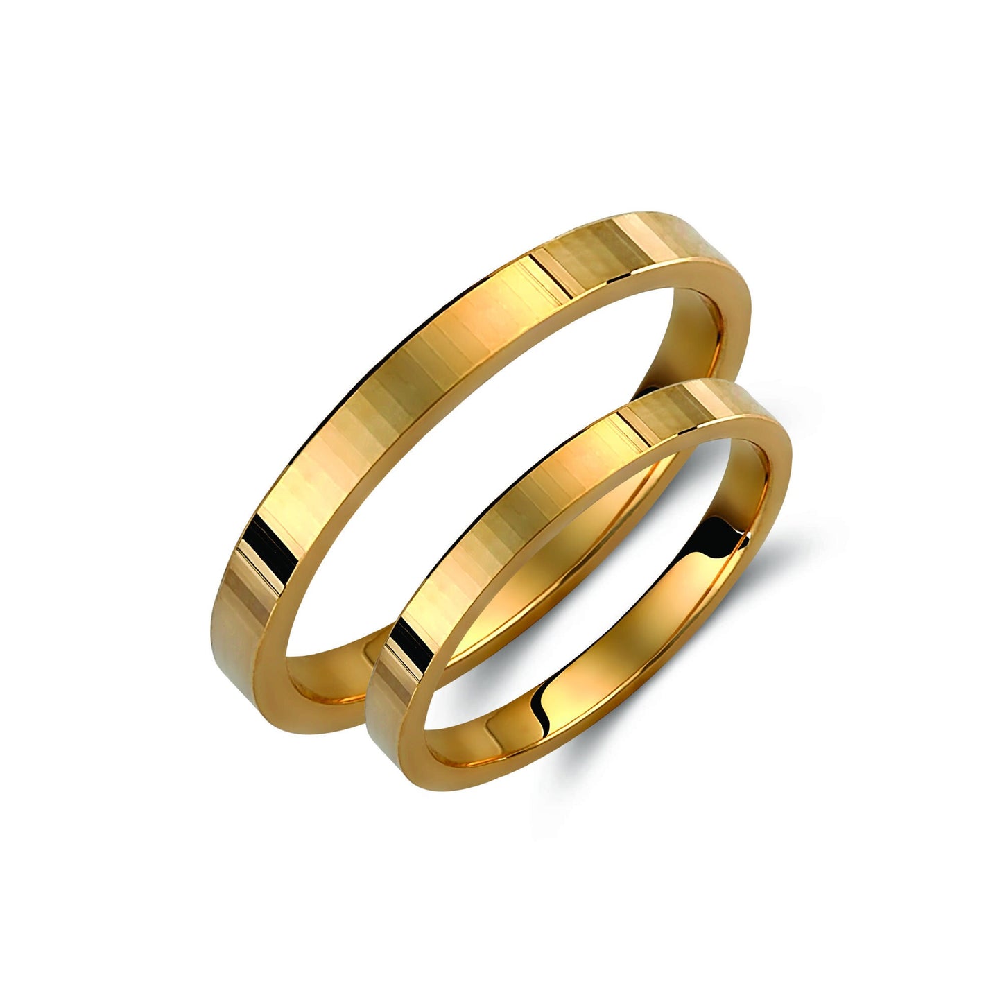 Solid Gold Wedding Band Set, Wedding Bands Set, Matching Rings, Engrave Band Ring, His and Hers Matching Wedding Bands