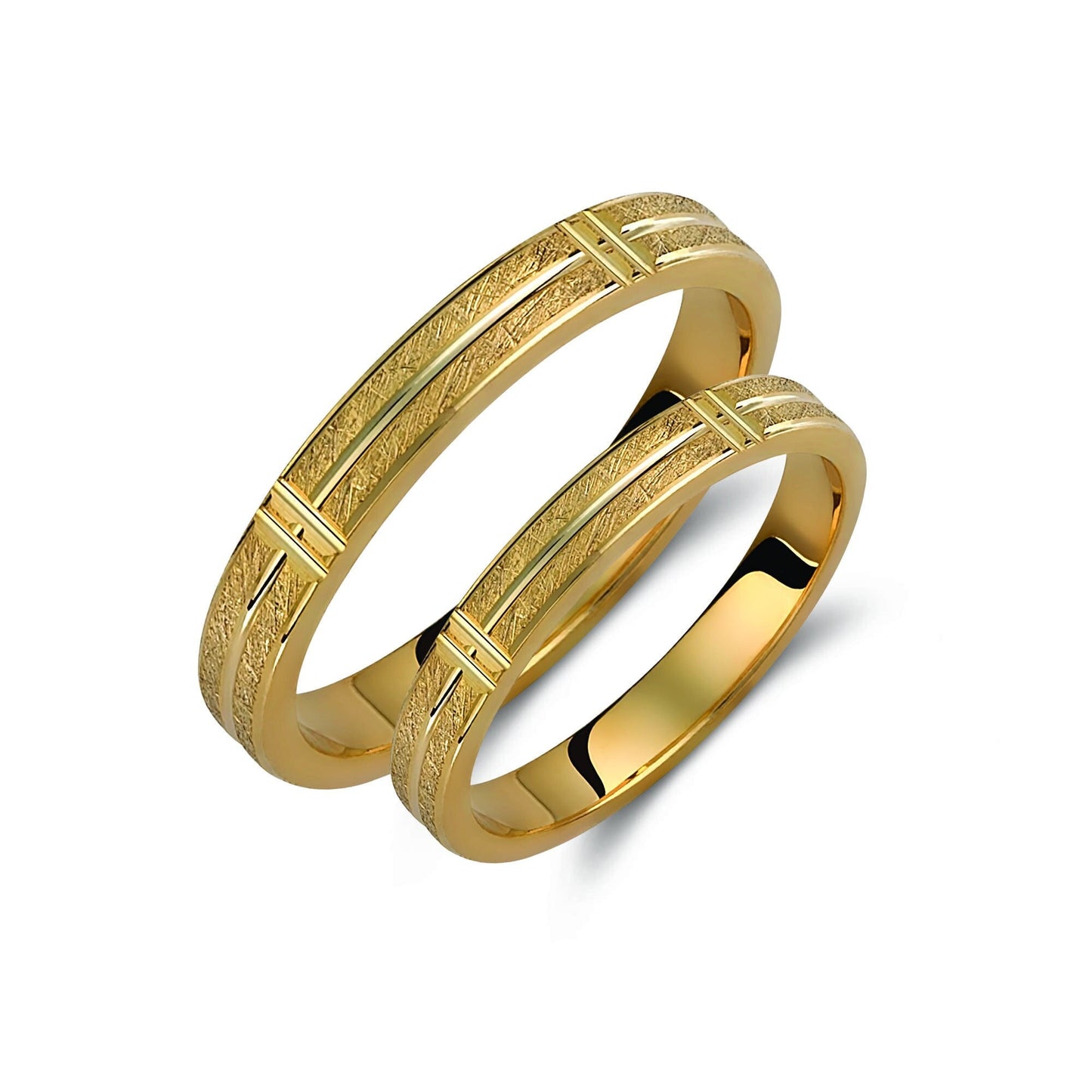 Slim Wedding Band Set, Textured Wedding Bands Set, Matching Rings, Engrave Band Ring, His and Hers Matching Wedding Bands