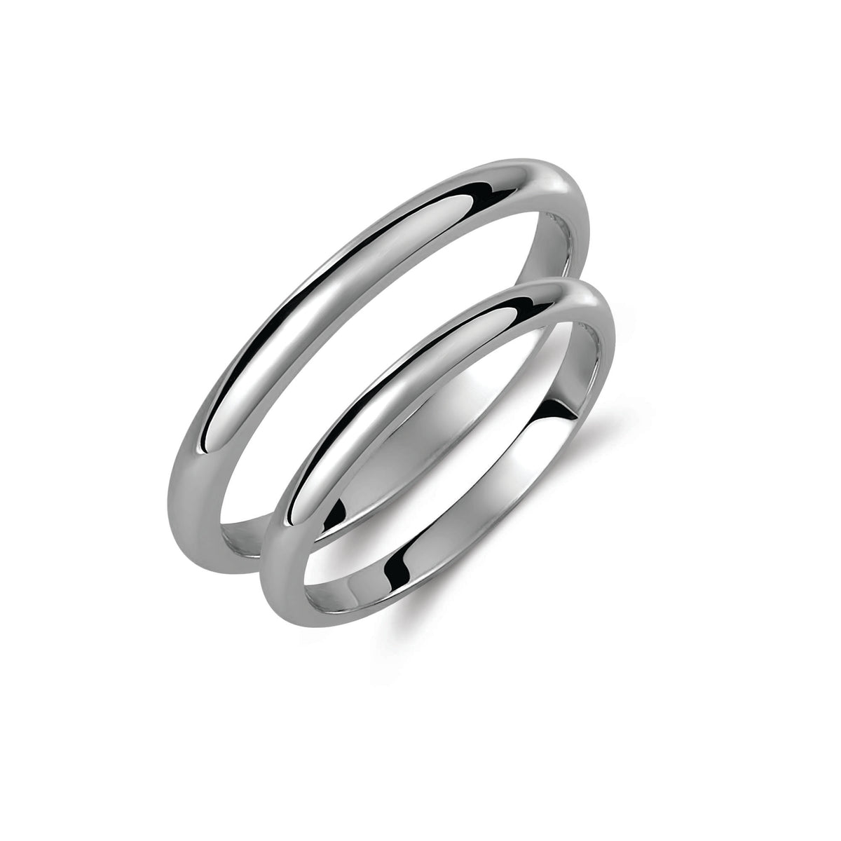 Classic 2mm Wedding Band Set in 9K Solid Gold – His & Hers Rings