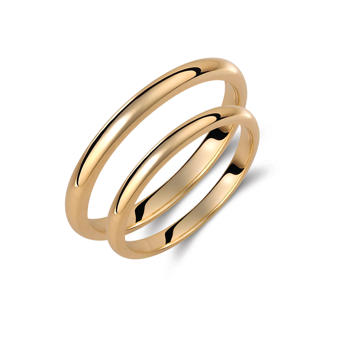Classic 2mm Wedding Band Set in 9K Solid Gold – His & Hers Rings