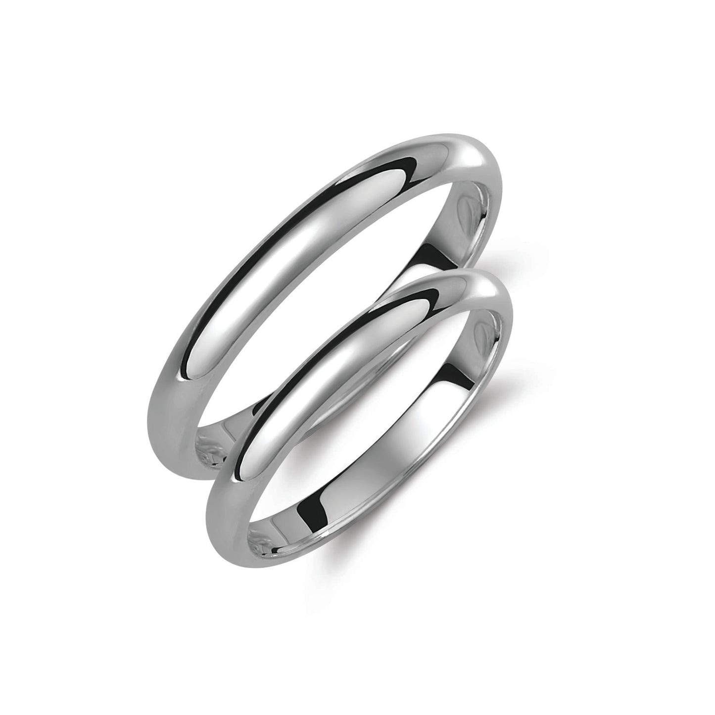 Classic 2mm Wedding Band Set in 9K Solid Gold – His & Hers Rings