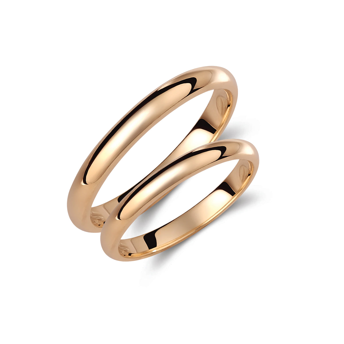 Classic 2mm Wedding Band Set in 9K Solid Gold – His & Hers Rings