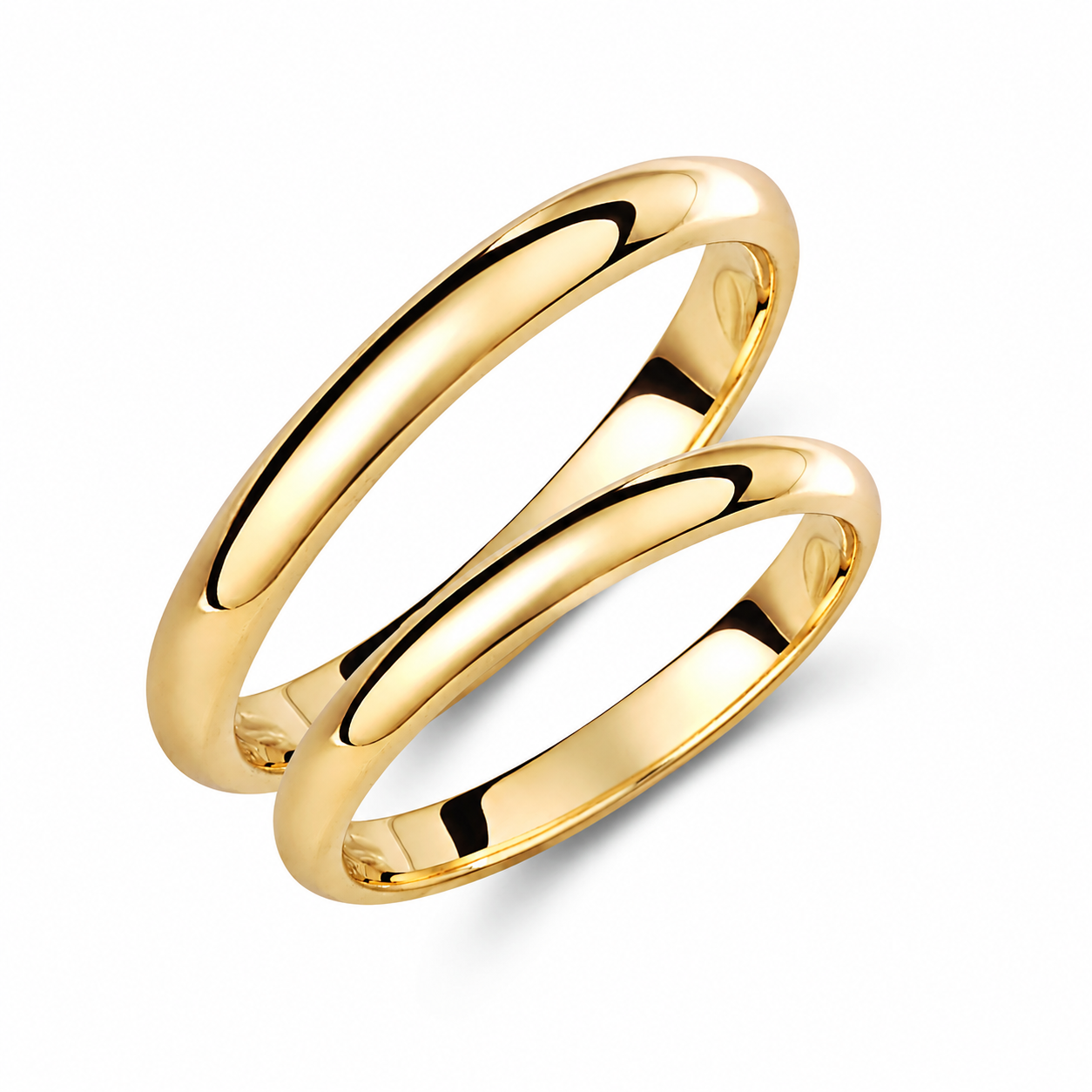 Classic 2mm Wedding Band Set in 9K Solid Gold – His & Hers Rings