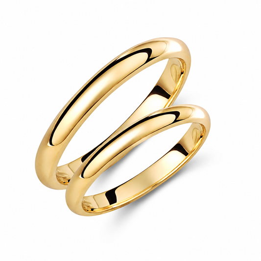 Classic 2mm Wedding Band Set in 14K Solid Gold – His & Hers Rings