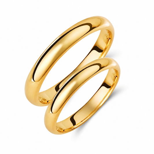 Classic 3mm Wedding Band Set in 14K Solid Gold – His & Hers Rings