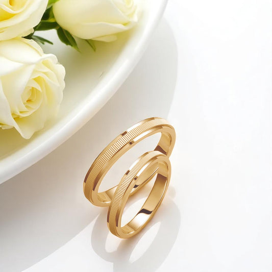 Ribbed 3.00mm Wedding Bands Set