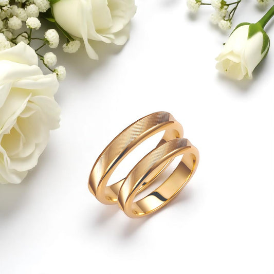 Ribbed 4mm Wedding Bands Set