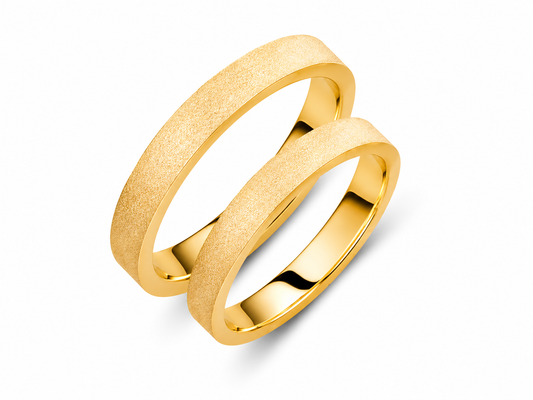 Minimalist 3mm Solid Gold Wedding Band Set - Matching Promise Rings
