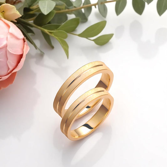 Brushed 4mm Wedding Bands Set