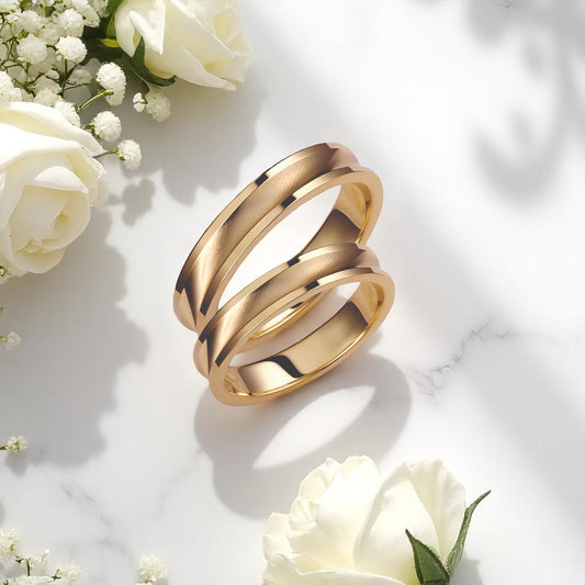Brushed 4mm Wedding Bands Set