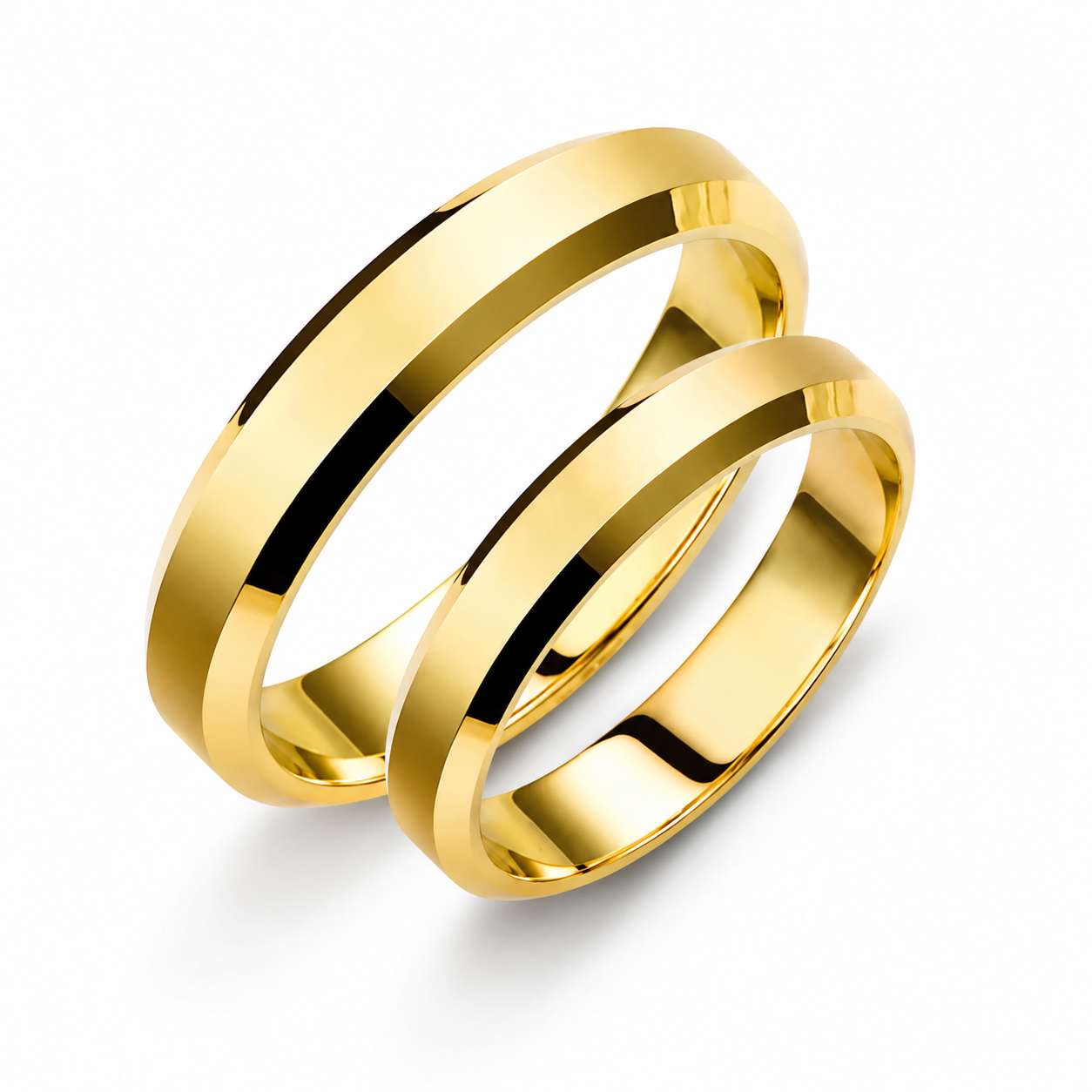 4mm Dome Wedding Band Set: Engravable 9k/14k/18k Gold Rings