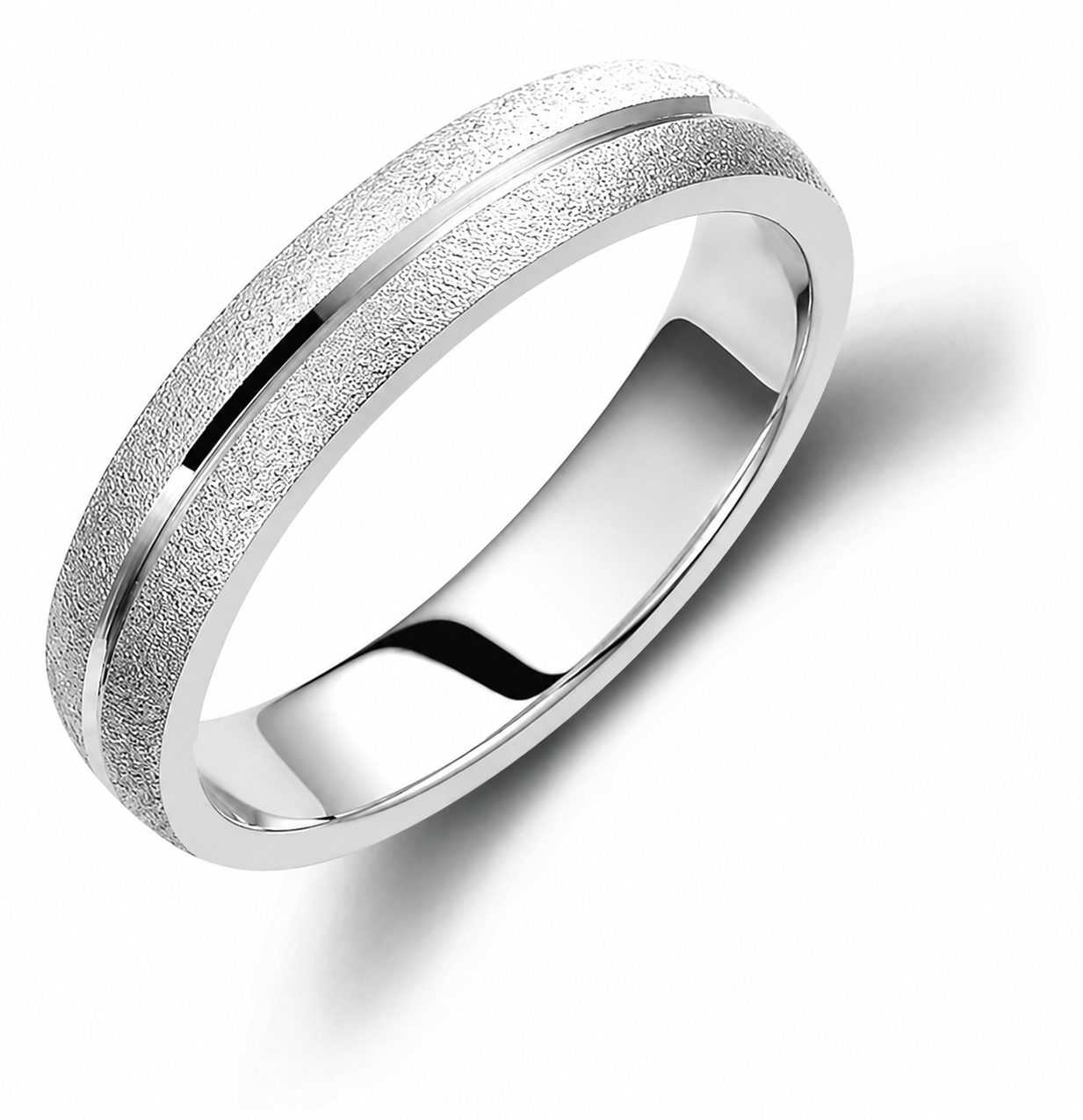 Two-Tone 4mm Wedding Bands Set with a Diamond-Cut Finish