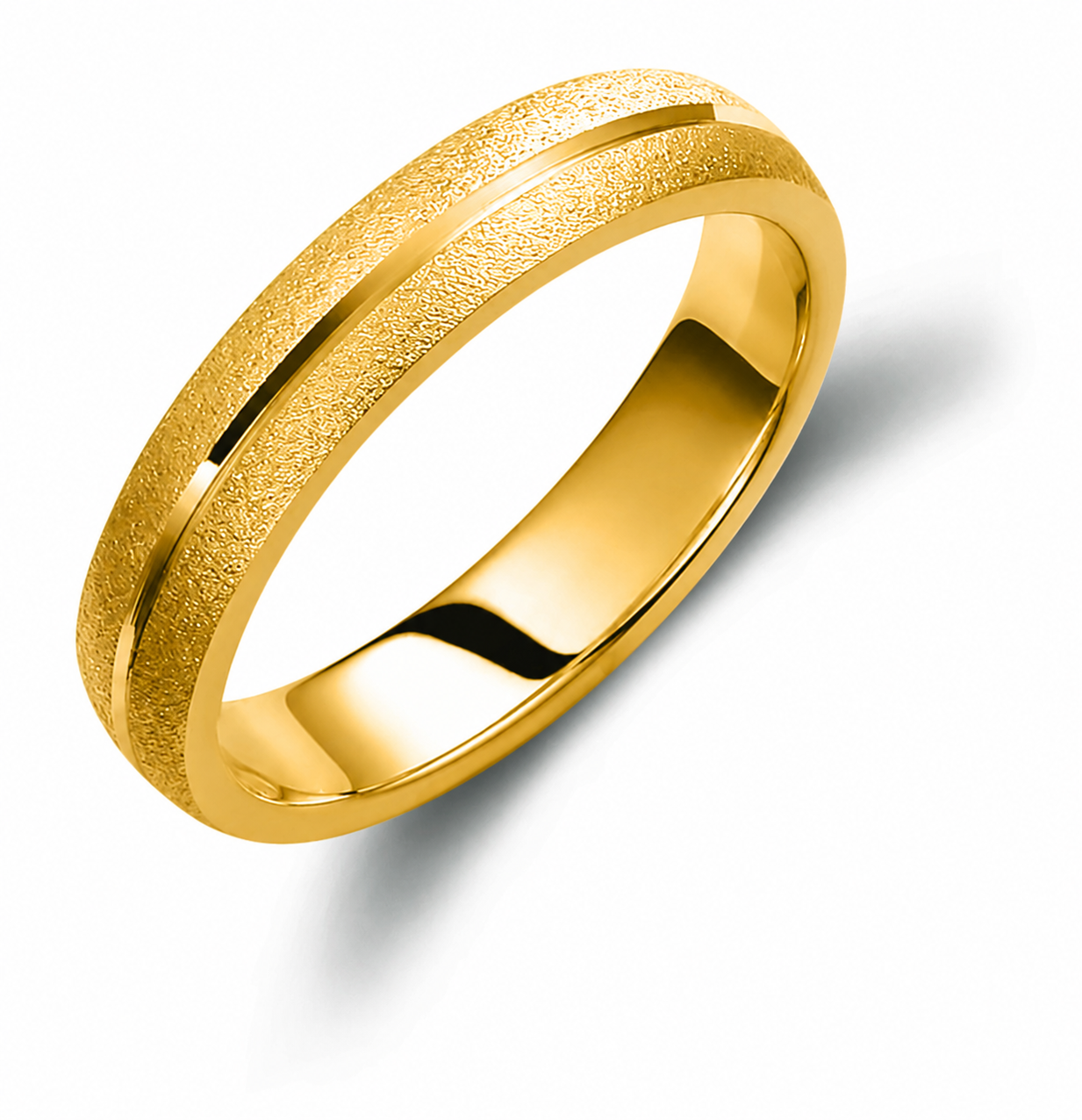 Two-Tone 4mm Wedding Bands Set with a Diamond-Cut Finish
