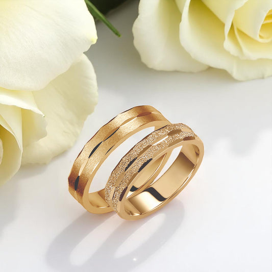 Solid Gold 4.5mm Wedding Bands Set