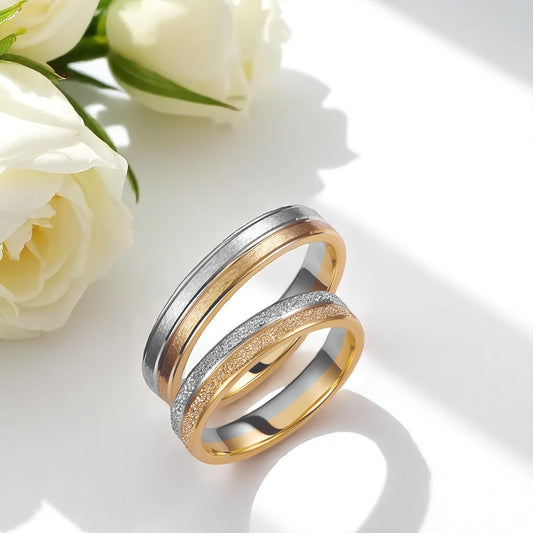 Two-Tone 4mm Wedding Bands Set