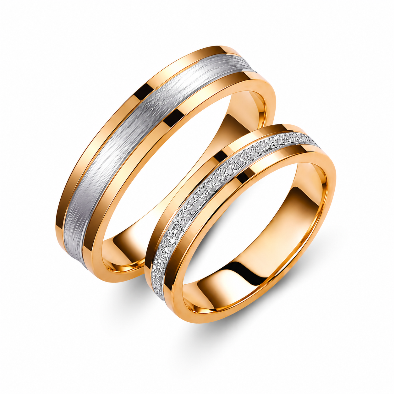 Two-Tone 4.50mm Wedding Bands Set