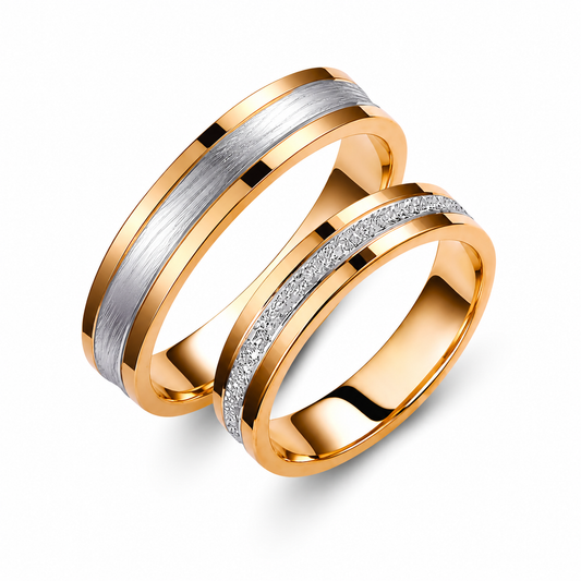 Two-Tone 4.50mm Wedding Bands Set
