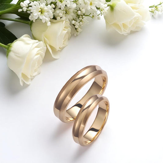 Solid Gold 4.5mm Wedding Bands Set